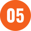 Orange circle featuring the white number 05 centred inside, finished with a sleek PB Powder Coating.