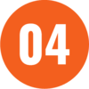 White number 04 centred on an orange circle with a light grey background, finished with a smooth PB Powder Coating for added durability and style.