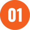 A white number 01 is centred inside a solid orange circle on a light grey background, highlighting the quality finish of PB Powder Coating.
