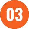 Orange circle with the white number “03” centred inside, finished in a sleek PB Powder Coating for enhanced durability and style.